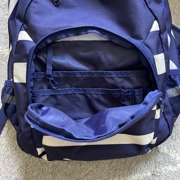 Roxy 24L Backpack w/ 3 Pockets | Blue and White Stripe | Spacious Pockets - Picture 2 of 6